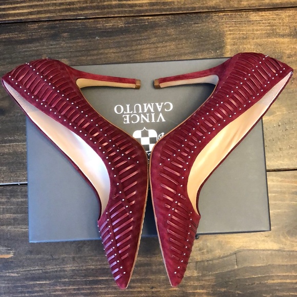 Vince Camuto red suede studded pumps - Picture 3 of 8